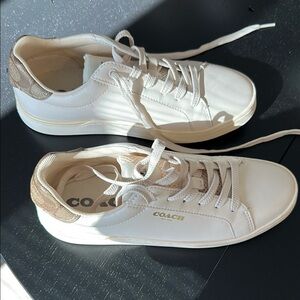 Coach White and Gold Sneakers